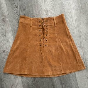 Corduroy lace up mini skirt